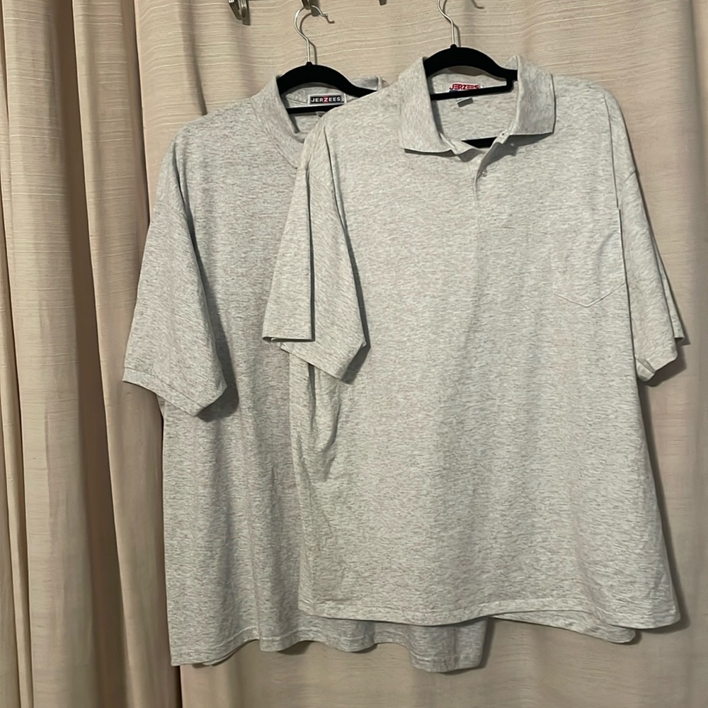 Lot of 2 Jerzees Adult Polo Shirts -=  SpotShield & Regular